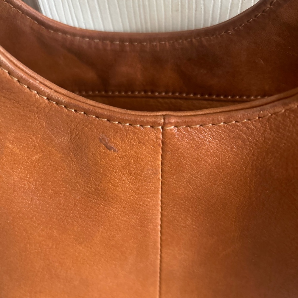 Tory Burch Chestnut Leather Embossed Logo Tote - Picture 5 of 6